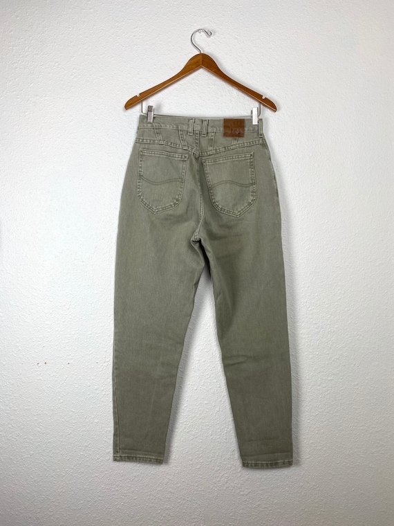 Vintage Lee Riveted Green Jeans, high waisted, tap