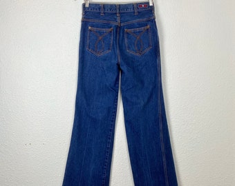 Vintage 70s Anthony’s Jeans, wide leg, bell bottoms, flare, high waisted, dark wash denim