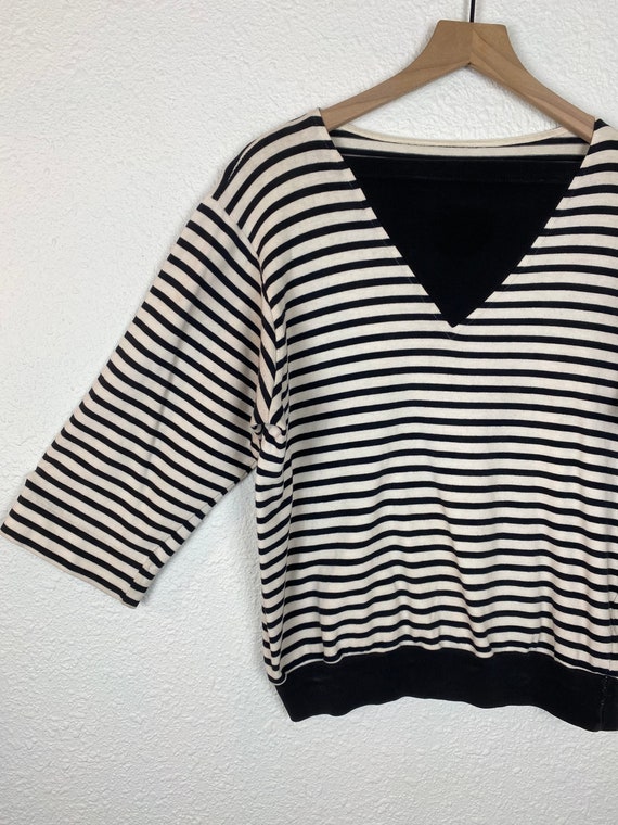 Vintage Black and White Striped Sailor Boat Top, … - image 3