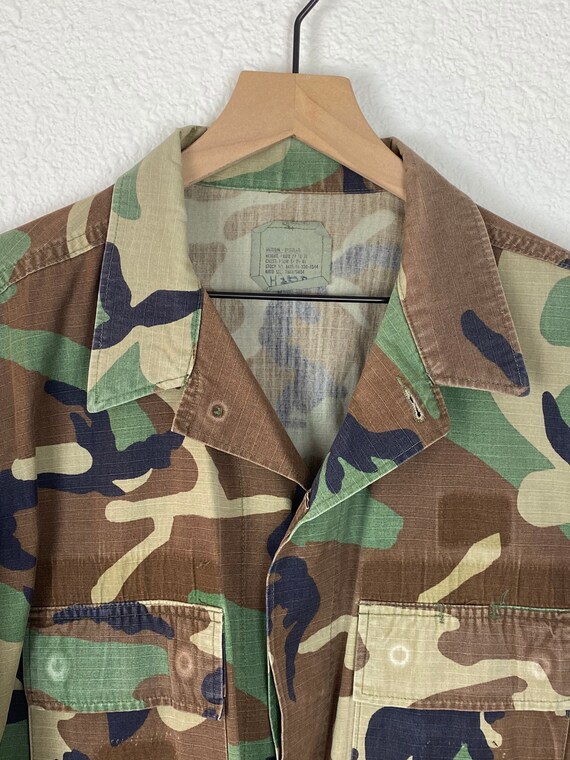 Vintage Military, Army, Camo Jacket, Green Button… - image 5