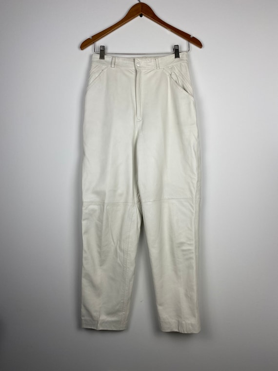 90s Pinch high-rise leather pants in beige - Agolde