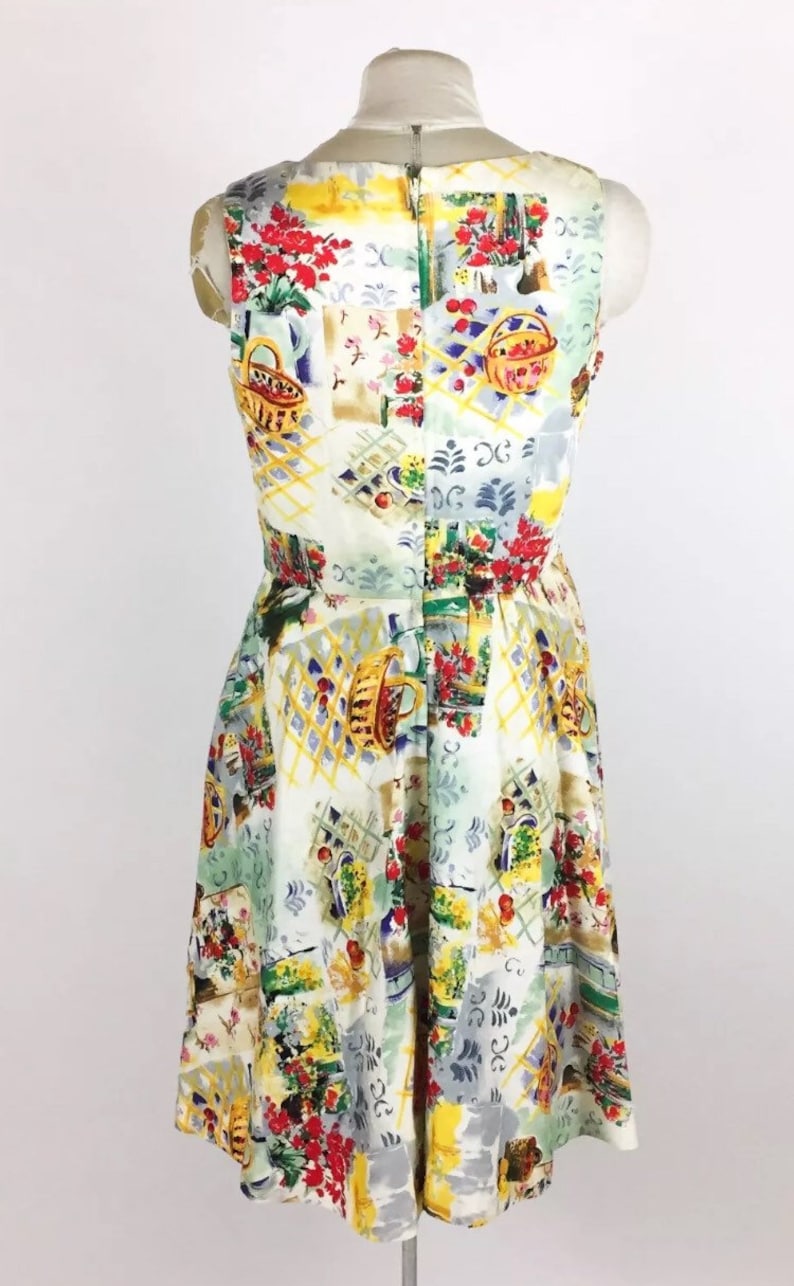 simple garden party Vintage Oberon 80s Novelty Dress floral flowing