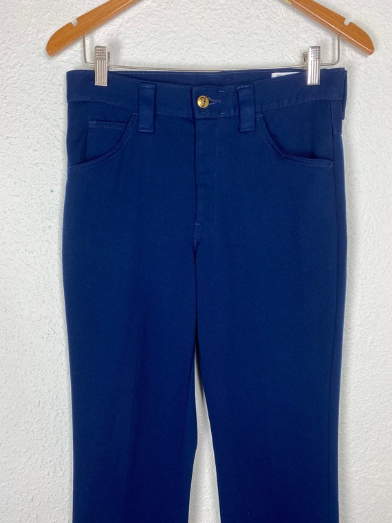 Vintage 70s Blue Farah pants, polyester leisure b… - image 4