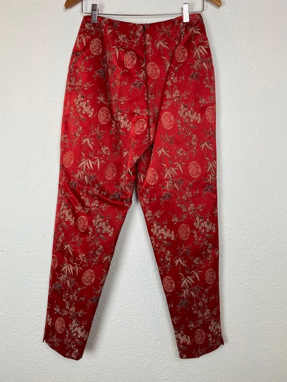 Vintage red Asian Print Pant Suit, jacket, top, o… - image 10
