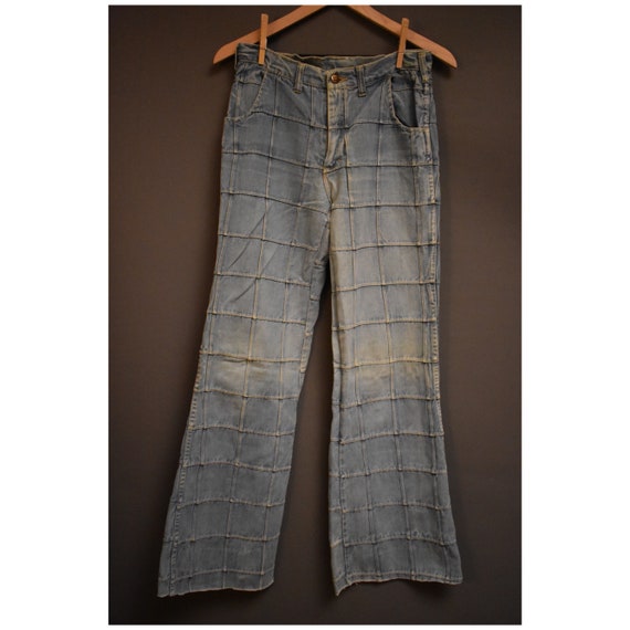patchwork bell bottom jeans
