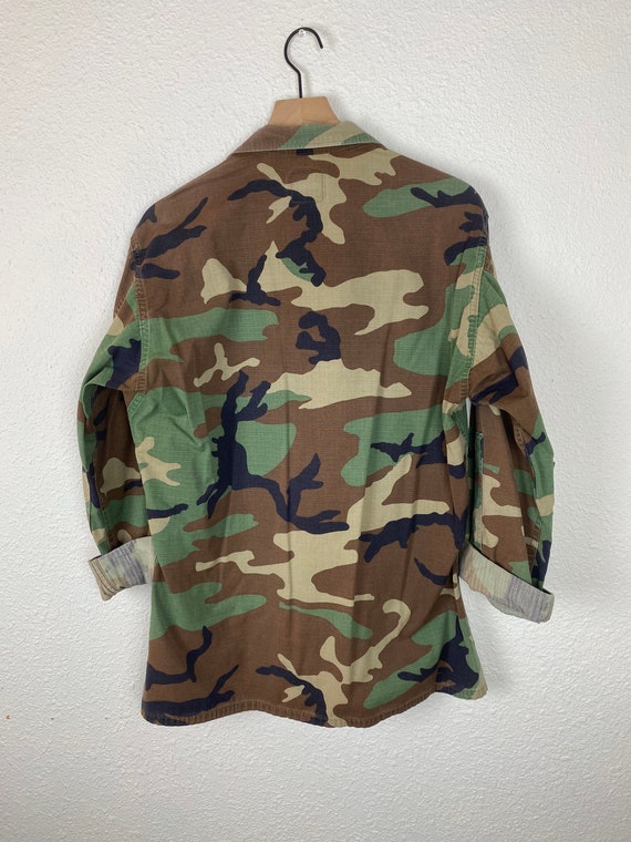 Vintage Military, Army, Camo Jacket, Green Button Up … Gem