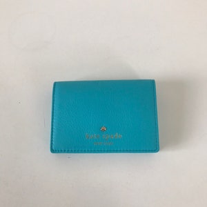 Kate Spade Newyork Card Case New Turquoise Leather - Etsy