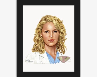 Dr. Isobel Izzie Stevens, Katherine Heigl, Grey's Anatomy Drawing, Digital Art, TV Show Painting, Poster Print, Instant Download