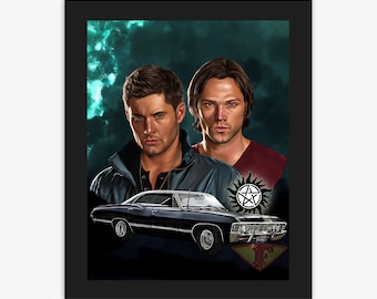 Arte digital de Dean y Sam Winchester, pintura de famosos, impresión de póster, descarga instantánea.
