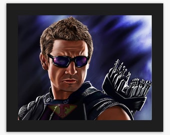 Dibujo de Ojo de Halcón, Clint Barton, Jeremy Renner, Arte digital, Pintura de superhéroe, Impresión de póster, Descarga instantánea