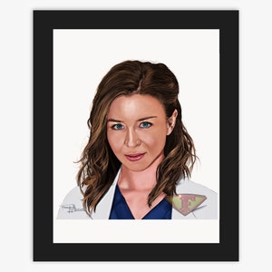 Dr. Amelia Shepherd, Caterina Scorsone, Grey&#39;s Anatomy Drawing, Digital Art, TV Show Painting, Poster Print, Instant Download