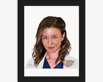 Dr. Amelia Shepherd, Caterina Scorsone, Grey's Anatomy Drawing, Digital Art, TV Show Painting, Poster Print, Instant Download