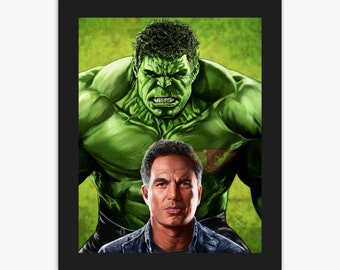 HULK Drawing, Bruce Banner, Mark Ruffalo Digital Art, Superhero Painting, Poster Print, Instant Download