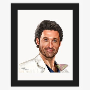 Dr. Derek Shepherd, McDreamy, Patrick Dempsey, Grey&#39;s Anatomy Drawing, Digital Art, TV Show Painting, Poster Print, Instant Download