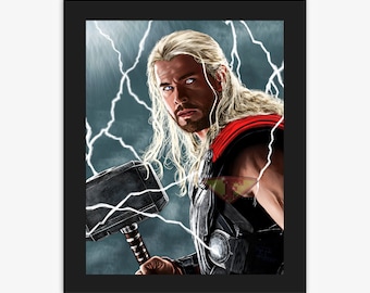 Thor Drawing, Chris Hemsworth Digital Art, Superhero Painting, Poster Print, Instant Download