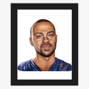 Dr Jackson Avery, Jesse Williams, Grey's Anatomy Drawing, Digital Art, TV Show Painting, Poster Print, Instant Download image 1