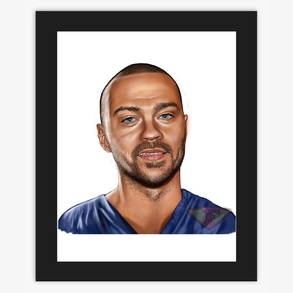 Dr Jackson Avery, Jesse Williams, Grey's Anatomy Drawing, Digital Art, TV Show Painting, Poster Print, Instant Download