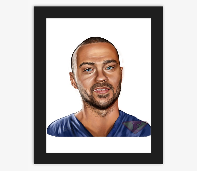 Dr Jackson Avery, Jesse Williams, Grey's Anatomy Drawing, Digital Art, TV Show Painting, Poster Print, Instant Download image 1