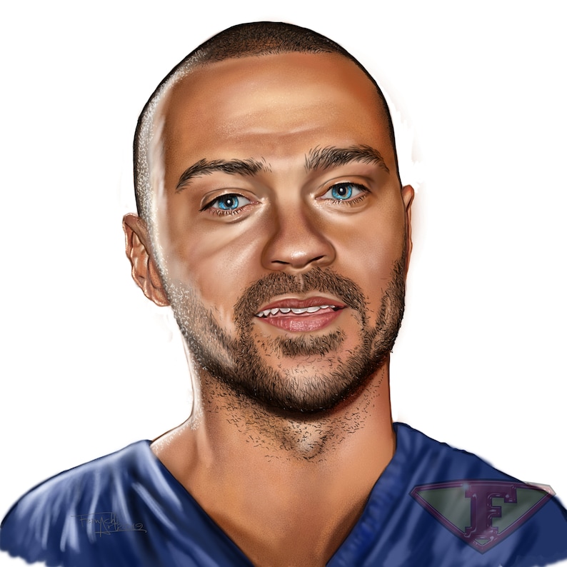 Dr Jackson Avery, Jesse Williams, Grey's Anatomy Drawing, Digital Art, TV Show Painting, Poster Print, Instant Download image 2