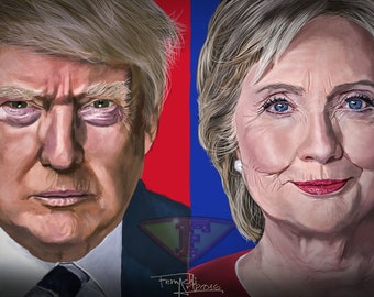 2016 US Presidential Elections Drawing, Digital Art, Politicians Painting, Poster Print, Instant Download