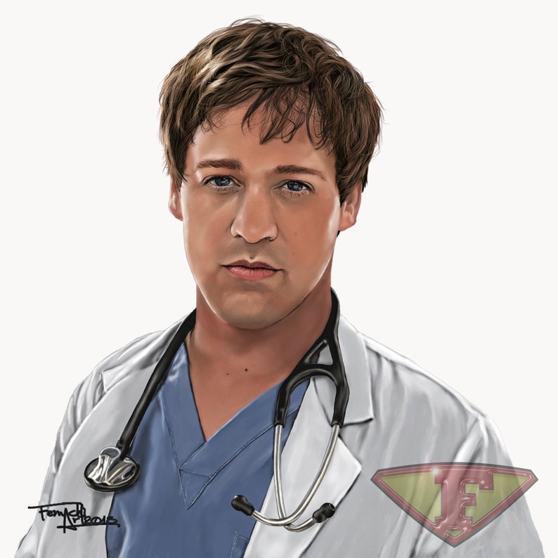 Dr. George O' Malley, T.R.Knight, Grey's Anatomy Drawing, Digital Art, TV Show Painting, Poster Print, Instant Download image 2