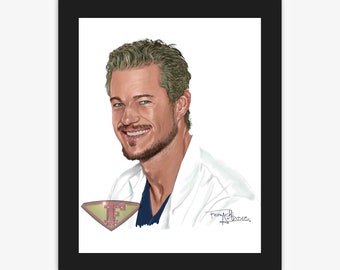 Dr Mark Sloan, Eric Dane, Grey's Anatomy Drawing, Digital Art, TV Show Painting, Poster Print, Instant Download