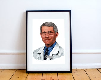 Dr Anthony Fauci Drawing, Digital Art Painting, Poster Print, Instant Download