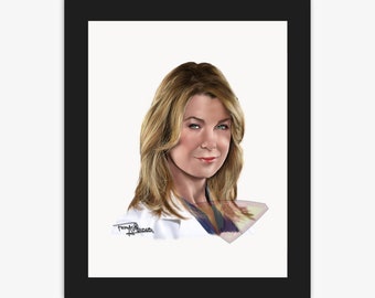 Dr. Meredith Grey, Ellen Pompeo, Grey's Anatomy Drawing, Digital Art, TV Show Painting, Poster Print, Instant Download