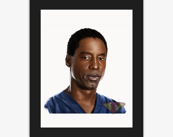 Dr Preston Burke, Isaiah Washington, Grey's Anatomy Drawing, Digital Art, TV Show Painting, Poster Print, Instant Download