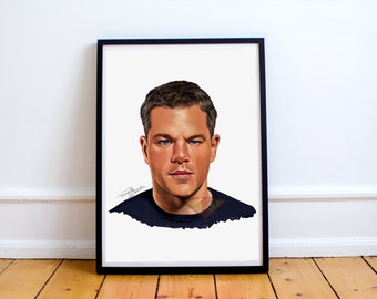Matt Damon, Drawing, Digital Art, Fan Art, Celebrity Painting, Poster Print, Instant Download