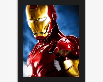 Dibujo de Iron Man, arte digital de Robert Downey Jr., pintura de superhéroe, impresión de póster, descarga instantánea