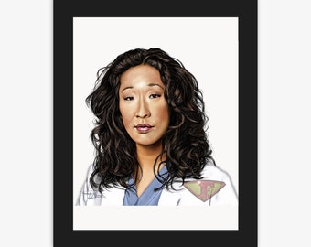 Dr. Cristina Yang, Sandra Oh, Grey's Anatomy Drawing, Digital Art, TV Show Painting, Poster Print, Instant Download