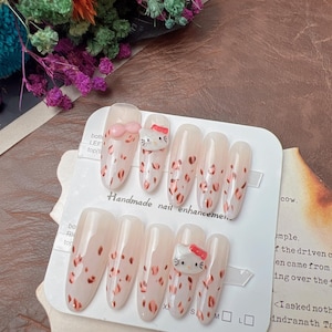 Kawaii Press On nails|Hello Kitty Nails|Sanrio Nails|Gift For Her |Fake Nails