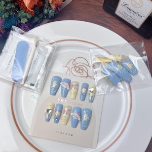 Kawaii Press On nails|Cinnamoroll Nails|Sanrio Nails|Gift For Her |Fake Nails