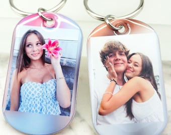 2 Photo Keychains - Picture Keychains For Couples, Matching Gifts For Him And For Her