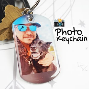 Custom Dog Photo Keychain: Personalized Pet Memorial Gift