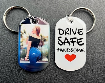 Custom Photo Keychain - Anniversary Gift for Him, FAST SHIPPING GIFTS. Couple Keychain, Photo Keychains, Gift for Boyfriend, Drive Safe.