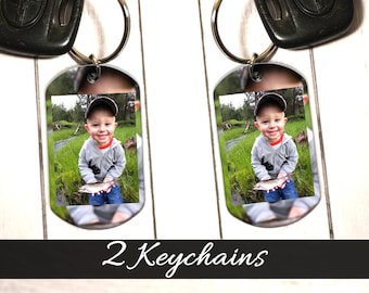 Fathers Day Gift - 2 Dad Keychains, Key Chain, Keychains, Key Rings. Photo Keyring.