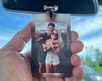 Personalized Photo Car Ornament, Car Photo Tag, Hanging Car Photo Gift, Gift for Husband, Wife, Anniversary, Valentines, Christmas Gift