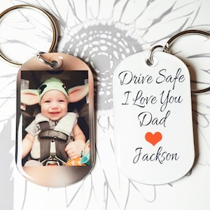 Double Sided Drive Safe Dad Keychain, Photo Key Chain For Dad, Dad Picture Keyring, Custom Keychains For Father, Christmas Gift For Daddy.