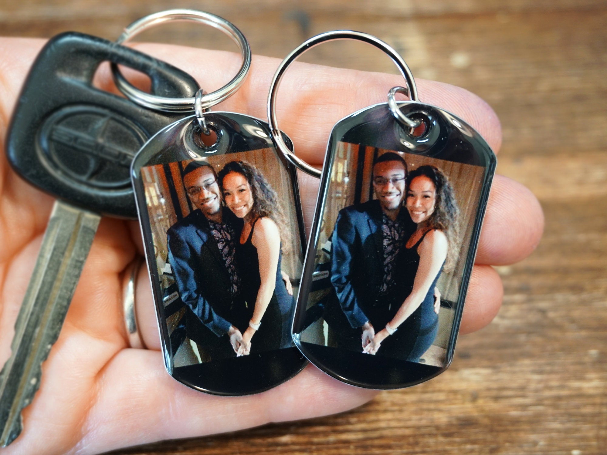 Gift for Couples 2 Photo Keychains, Use Any Photo, Personalized