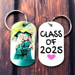 Personalized Graduation Keychains Class of 2025, Custom Photo Key chain with Year, Graduation Gift for Bestie, for Him, College, High School