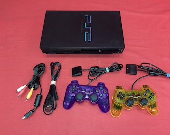 Sony PlayStation 2 PS2 Fat Console Black With Two Controllers and Memory Card