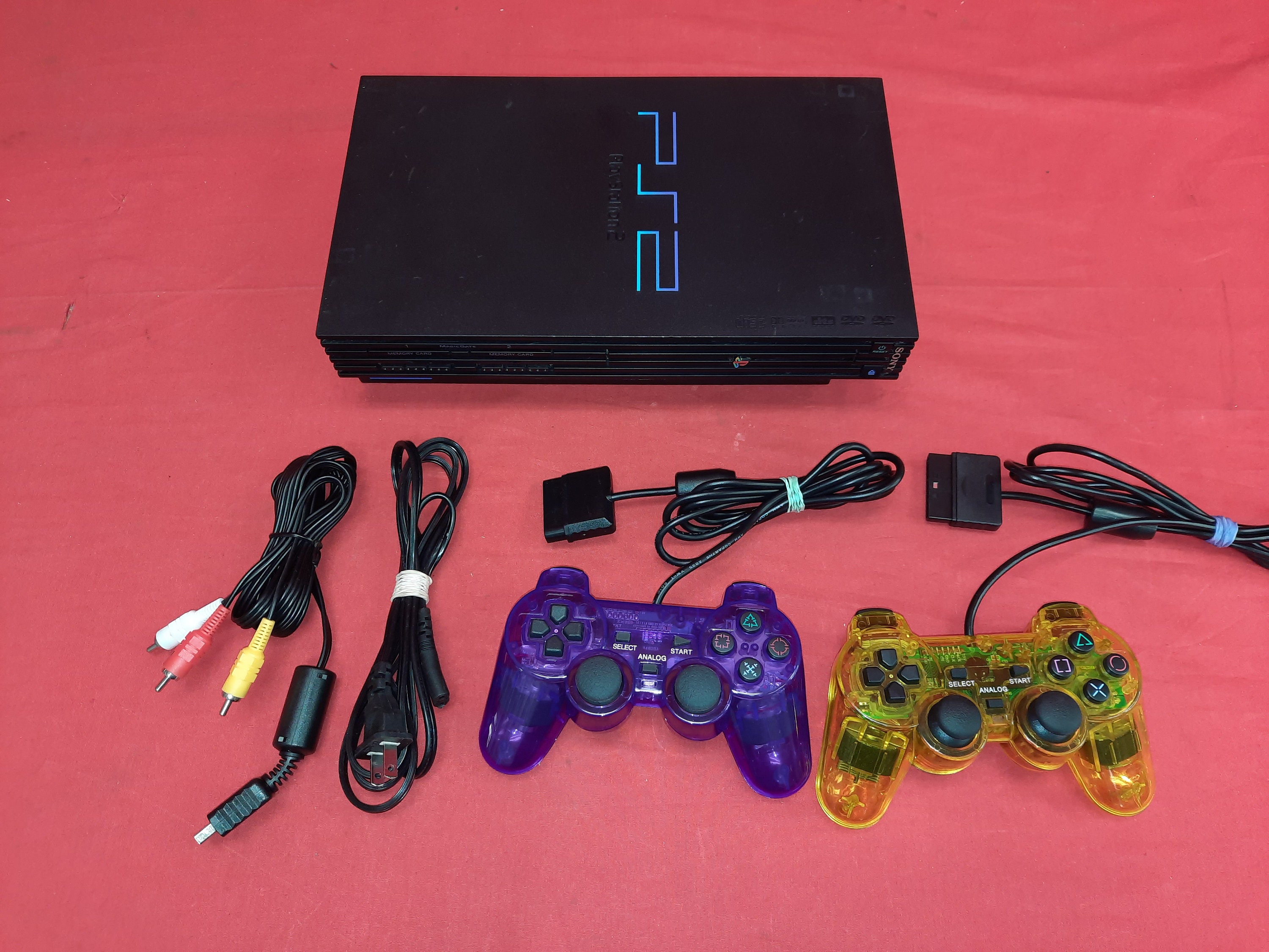 Sony PlayStation 2 PS2 Fat Console System Complete Bundle 2 Controllers 2  Games