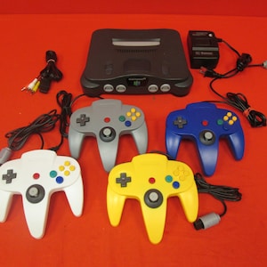 Nintendo 64 System Video Game Console With 4 Controllers