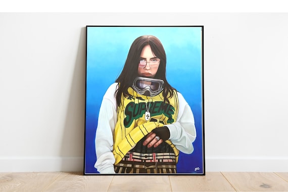 Billie Eilish Portrait Painting, Fan Art, Interior decor, Canvas, Gift