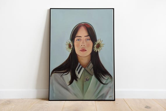 Billie Eilish Portrait Painting, Fan Art, Interior decor, Canvas, Gift