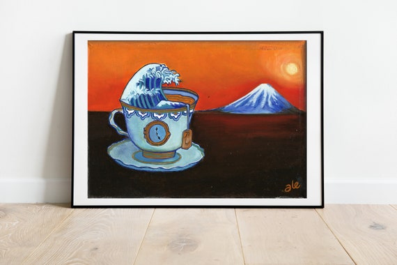 Tea Painting, Art print, Tea art print, Home decor, Kanagawa Art, Gift