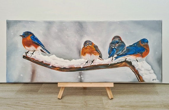 Birds Oil Painting, Animal Art, Home decor, Gift