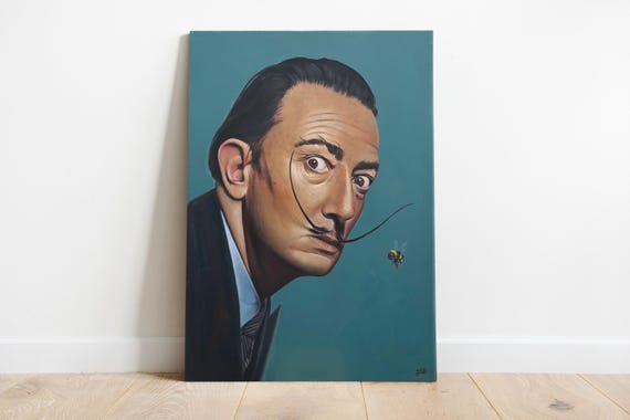 Dali Portrait Oil Painting, Art, Home decor, Interior Art, Canvas, Gift
